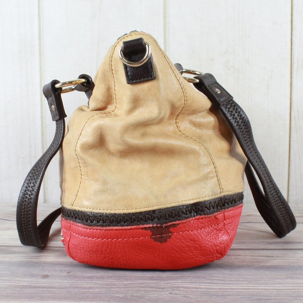 THE SAK Women's Brown Red Leather Tote Handbag - Picture 6 of 12